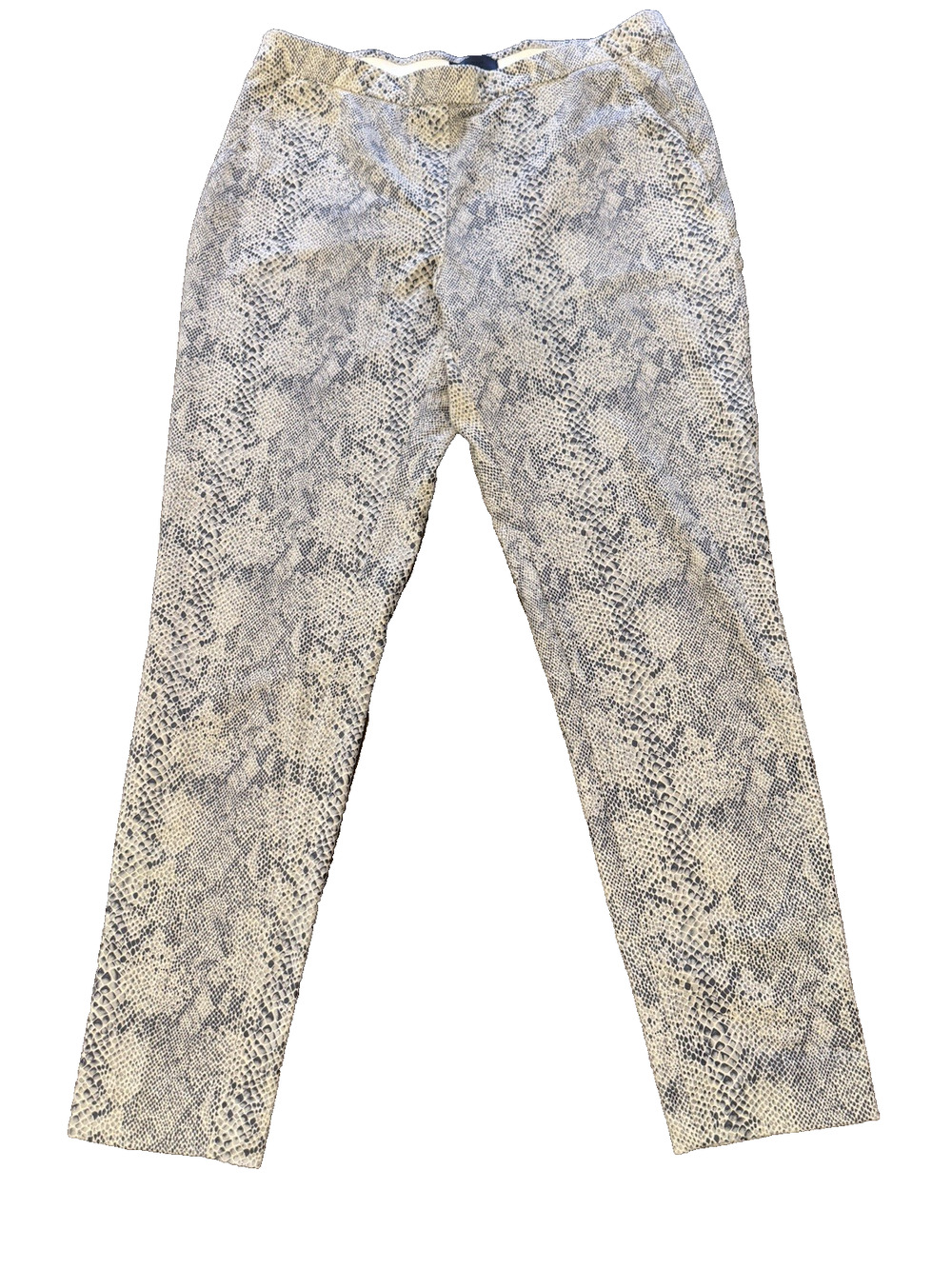 Eric Pants Women’s Size 10 Stretch Snakeskin Print Black/Gray/Cream Pull-On
